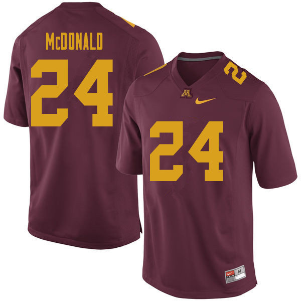 Men #24 Bishop McDonald Minnesota Golden Gophers College Football Jerseys Sale-Maroon